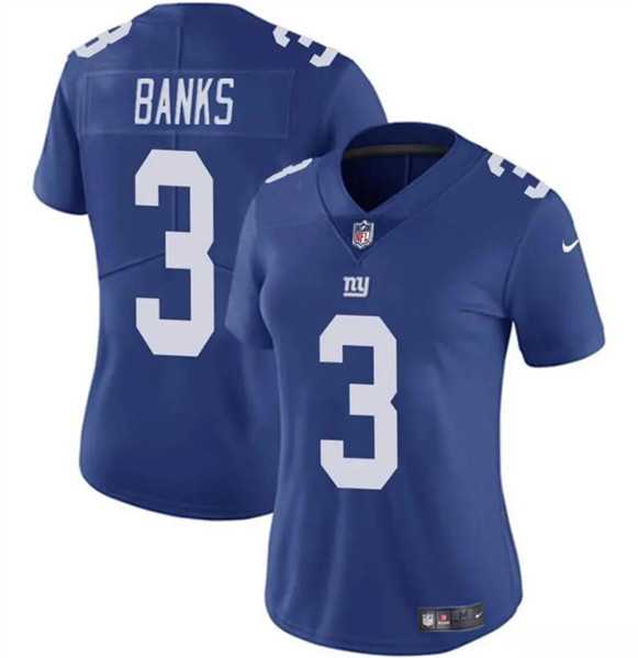 Women's New York Giants #3 Deonte Banks Blue Vapor Stitched Jersey Dzhi